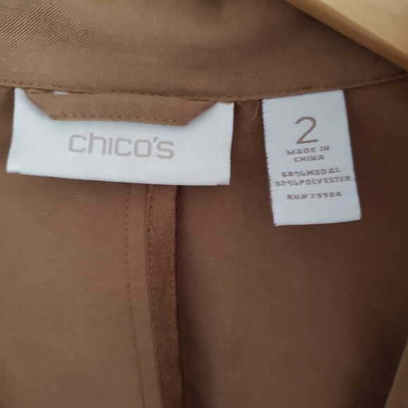 Chico's cream trench style belted jacket - Picture 2 of 5